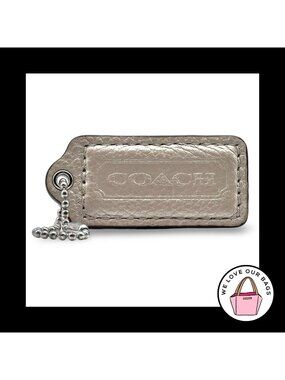 2.25 Large COACH Pearlized Beige Pebbled Leather Fob Bag Charm Keychain Hang Tag